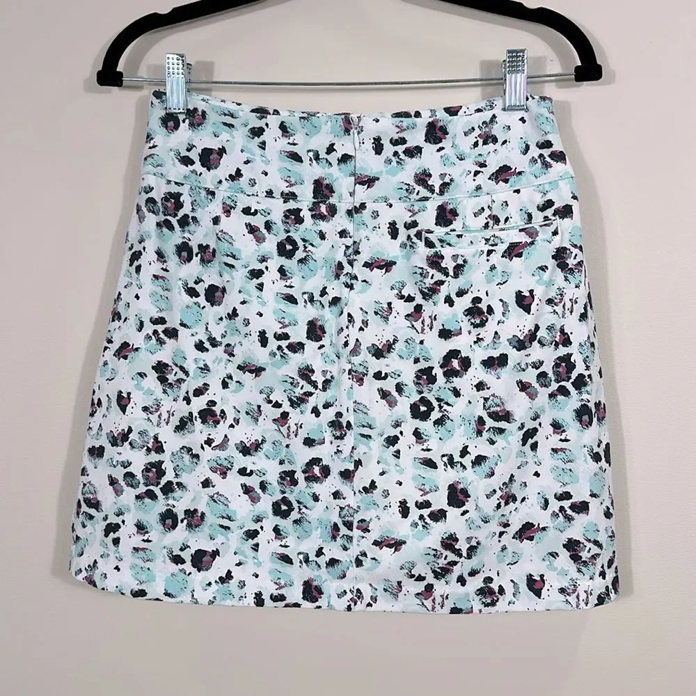 Lady Hagen Sea Glass Blue Leopard Print Golf Skort Performance Women Size Small
